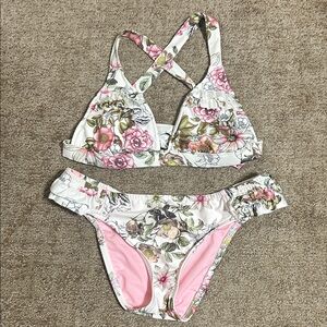 Lucky Brand Floral Bikini - White and Pink